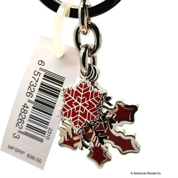 COACH Vintage Red Multi Snowflake Fob Purse Charm NWT #7322 - Picture 4 of 5